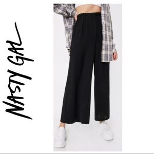 Nasty Gal Black Hit the Big Time Wide-Leg Pants